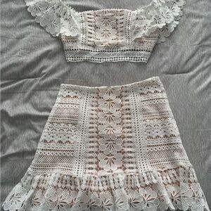 Fashion Nova White Lace Crochet A-Line Mini Skirt